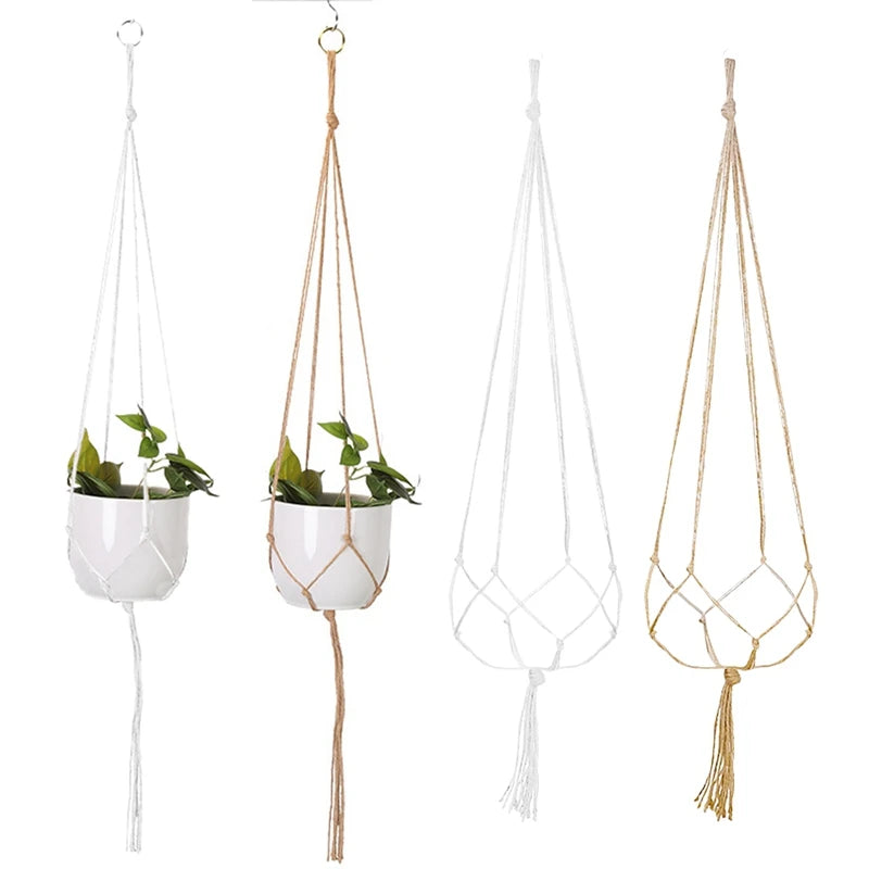 Macrame Handmade Plant Hanger Baskets Flower Pots Holder Balcony Hanging Decoration Knotted Lifting Rope Home Garden Supplies