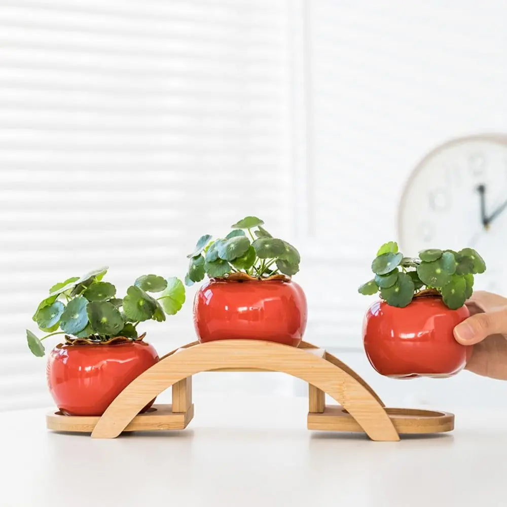 Bamboo Wood Flowerpot Tray Plants Stand Multi-layer Succulents Bonsai Organizer Desktop Ornament Home Decoration