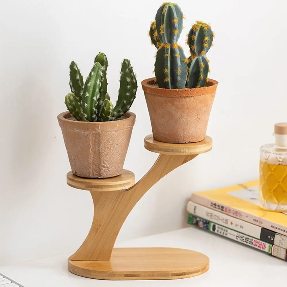 Bamboo Wood Flowerpot Tray Plants Stand Multi-layer Succulents Bonsai Organizer Desktop Ornament Home Decoration