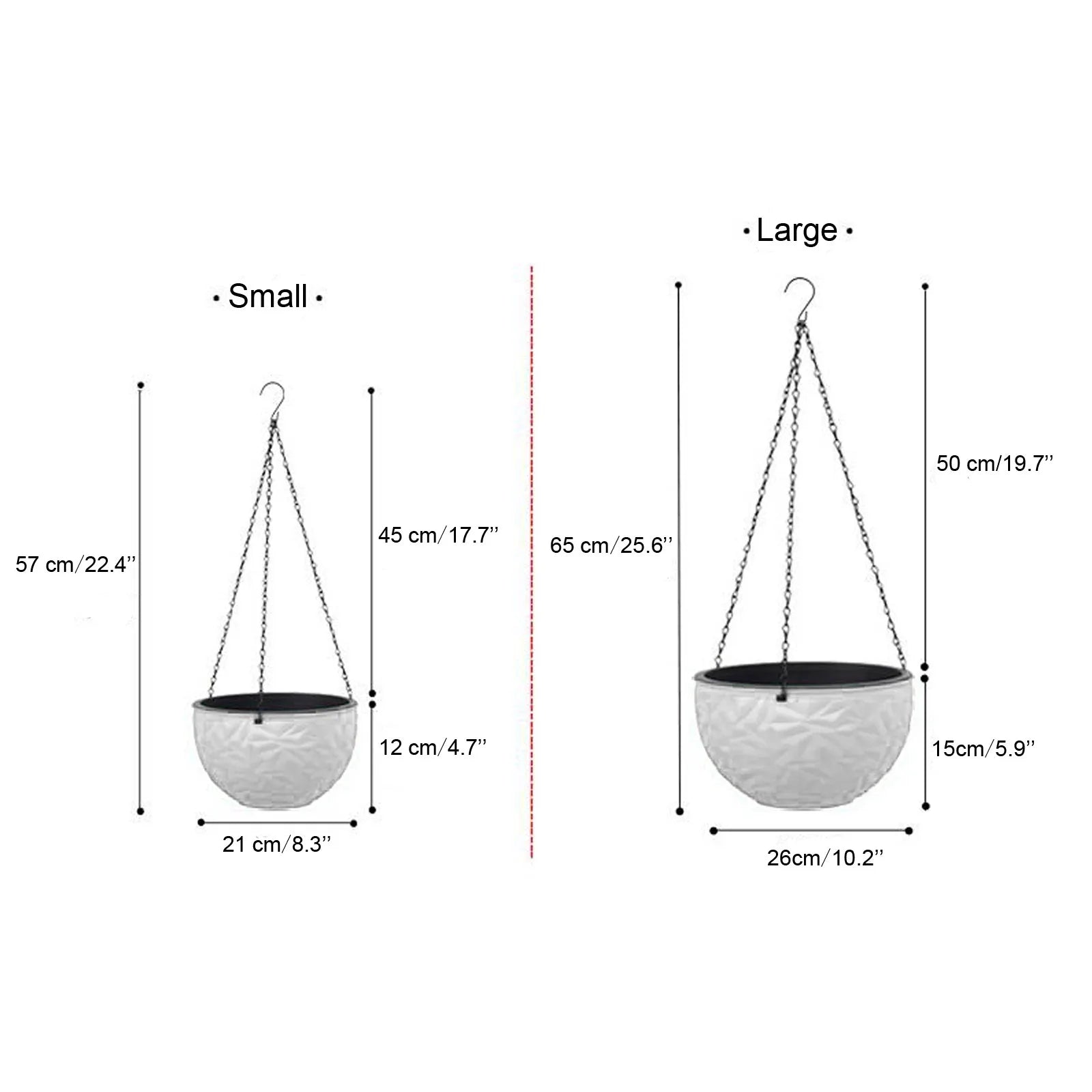 Hanging Planter Garden Flower Pots Hanging Planter Basket for Indoor Outdoor Plants with Drain Holes, White Plant Containers