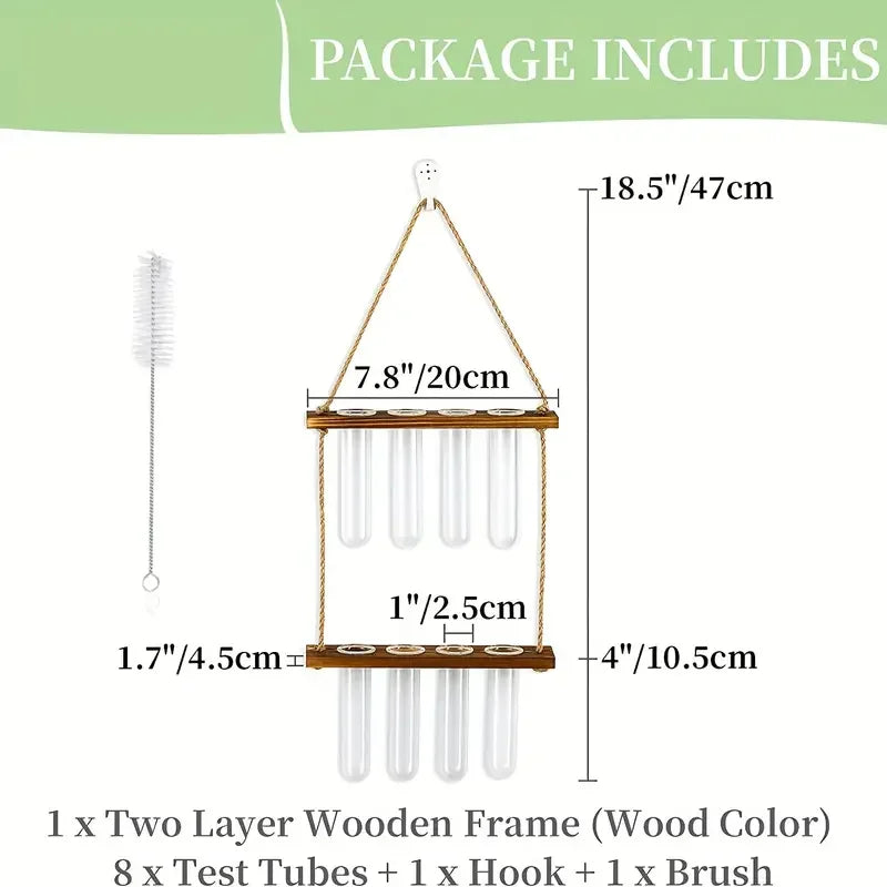 1pc Wall Hanging Propagation Station With Glass Test Tubes 1/2 Tiered Planters Wall Terrarium For Home Office Plant Hanger Flowe