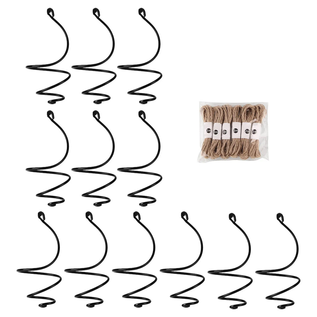 12Set Air Plant Holders Spiral Metal Soilless Stand Hanging Tillandsia Display Container Home Office Succulent Wall Decor