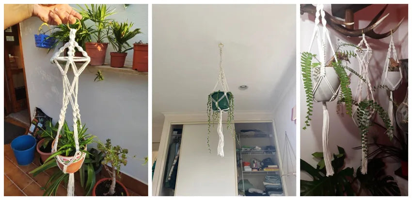 Hanging Plant Handmade Macrame Plant Hanger Flower Pot Planter Hanger Wall Decor Courtyard Garden Hanging Planter Hanging Basket