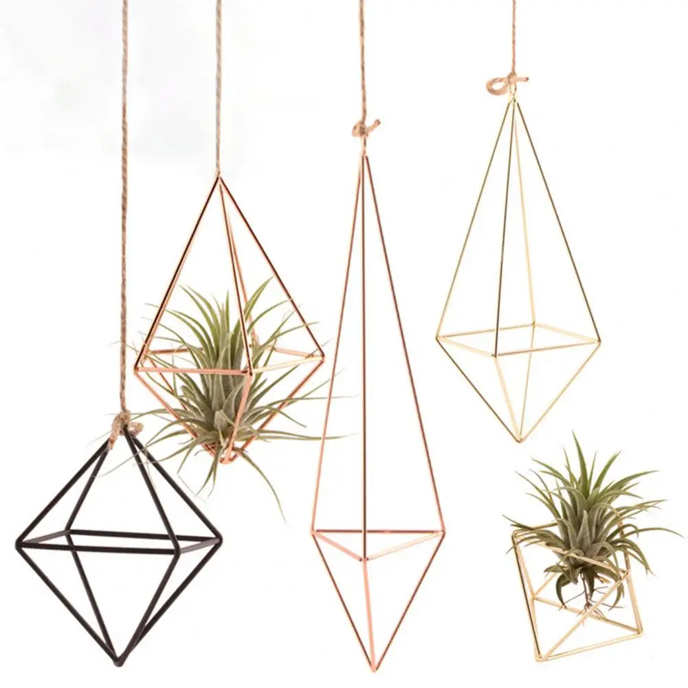 Hollow Flowerpot Propagation Stations Glass Hanging Geometric Plant Iron Stand Air Plant Holder Wedding Home Dinning Room Decor