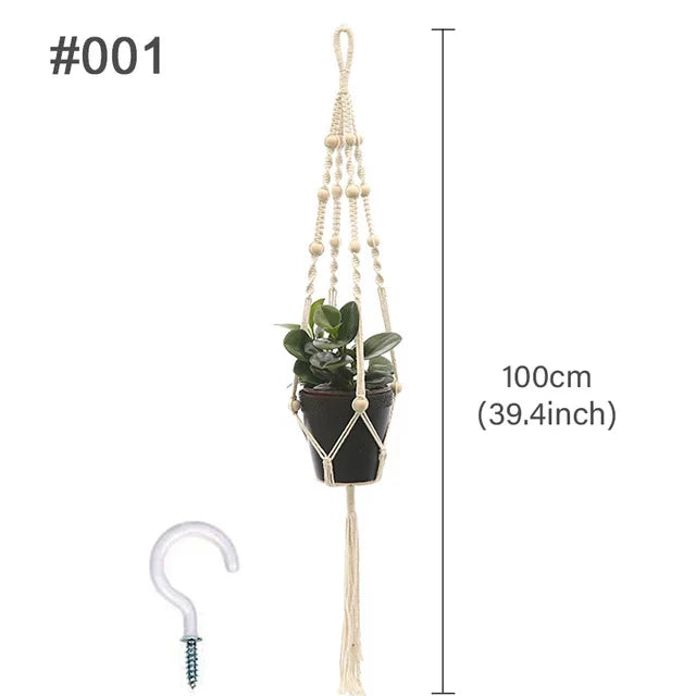 Macrame Handmade Plant Hanger Baskets Flower Pots Holder Balcony Hanging Decoration Knotted Lifting Rope Home Garden Supplies