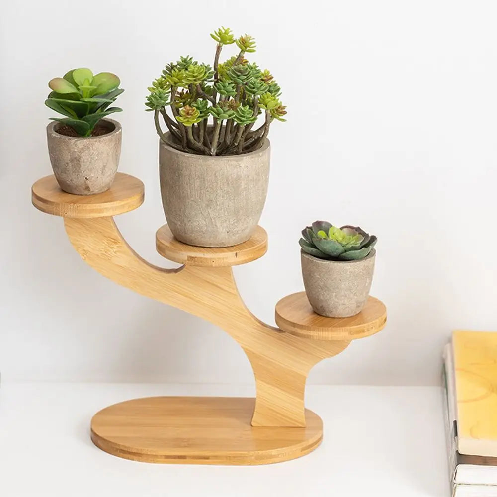 Bamboo Wood Flowerpot Tray Plants Stand Multi-layer Succulents Bonsai Organizer Desktop Ornament Home Decoration