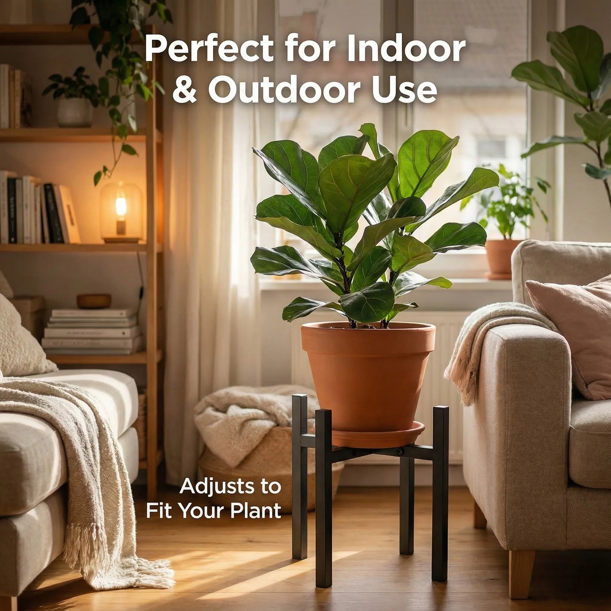 Indoor Plant Stands For Living Room Adjustable Metal Heavy Duty Outdoor Corner Stable Plant Holder Fits 8 to 12 Inches
